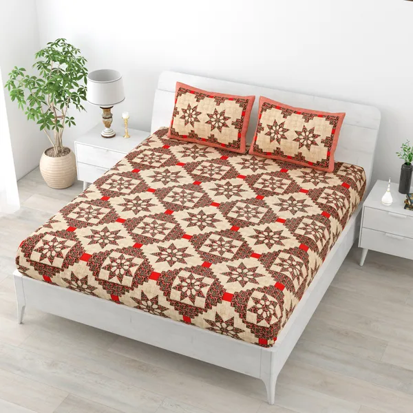 JAMG_Soft_Cotton_Bedsheet_with_Pillow_Covers_for_Double_Size_Bed_|_Printed_Comfortable_Bedding_Set_|_Smooth_Breathable_Fabric_|_Elegant_Home_Furnishing__AZRAK_STAR_Multi-Color_45
