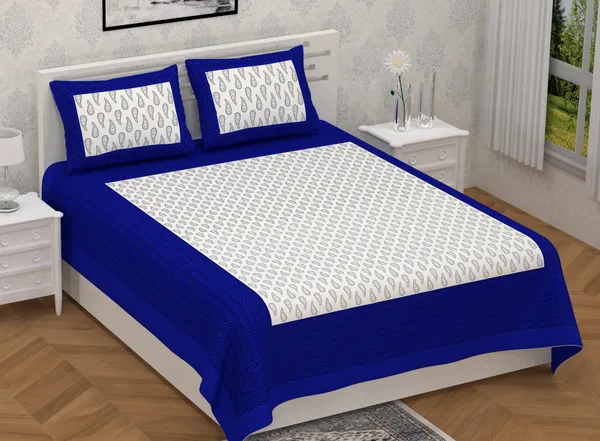 Classic_Blue_&_White_Paisley_Print_Cotton_Bedsheet_Set_with_Pillow_Covers