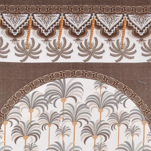 Elegant_Brown_Palm_Tree_Print_Cotton_Bedsheet_Set_with_Pillow_Covers