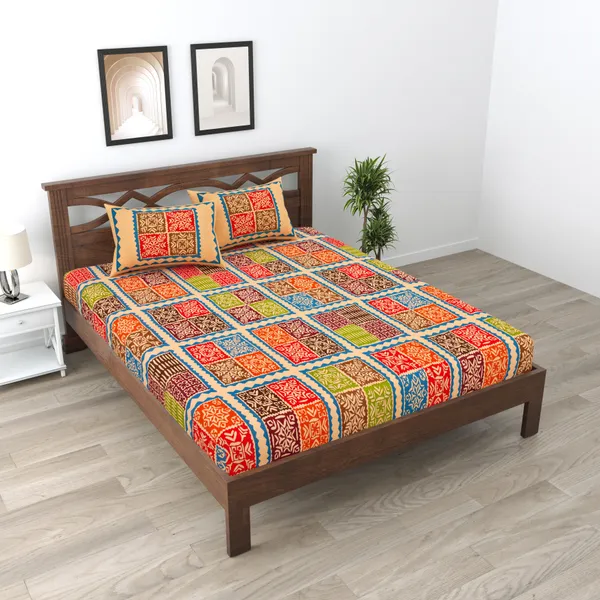 JAMG_Soft_Cotton_Bedsheet_with_Pillow_Covers_for_Double_Size_Bed_|_Printed_Comfortable_Bedding_Set_|_Smooth_Breathable_Fabric_|_Elegant_Home_Furnishing__BADMERI_CHOKDA_Multi-Color_45