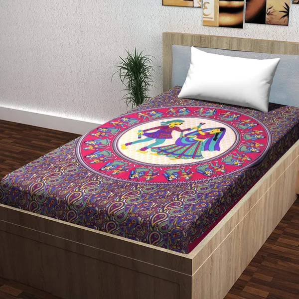 Purple_Soft_Cotton_Printed_Bedsheet_With_Pillow_Covers_For_Single_Size_Bed_(90_X_63_X_15_Inch)