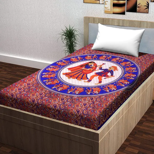 Brown_Soft_Cotton_Printed_Bedsheet_With_Pillow_Covers_For_Single_Size_Bed_(90_X_63_X_15_Inch)