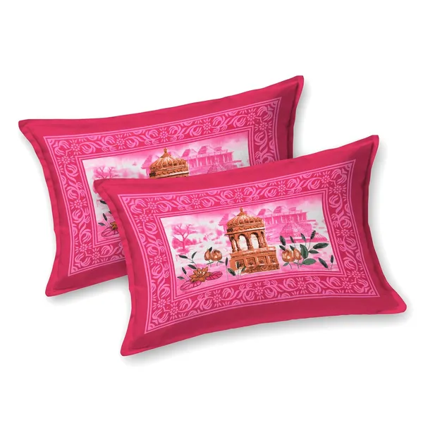 Pink_Soft_Cotton_Printed_Bedsheet_With_Pillow_Covers_For_Double_Size_Bed_(100_X_90_X_17_Inch)
