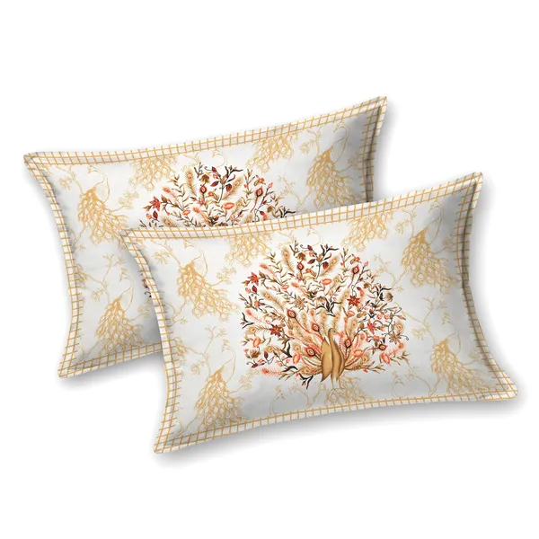Cream_Soft_Cotton_Printed_Bedsheet_With_Pillow_Covers_For_Double_Size_Bed_(100_X_90_X_17_Inch)