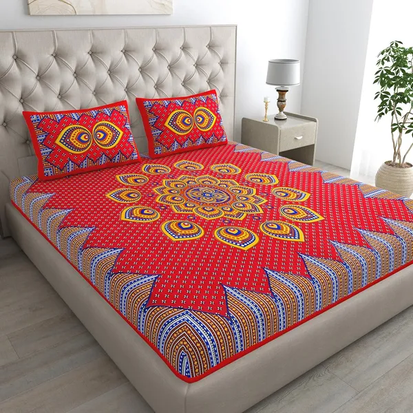 Red_Soft_Cotton_Printed_Bedsheet_With_Pillow_Covers_For_Double_Size_Bed_(100_X_90_X_17_Inch)