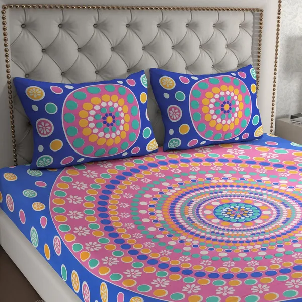 Dark_Blue_Soft_Cotton_Printed_Bedsheet_With_Pillow_Covers_For_Double_Size_Bed_(100_X_90_X_17_Inch)