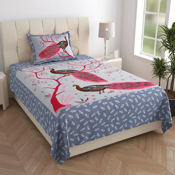 Violet_Soft_Cotton_Printed_Bedsheet_With_Pillow_Covers_For_Single_Size_Bed_(90_X_63_X_15_Inch)