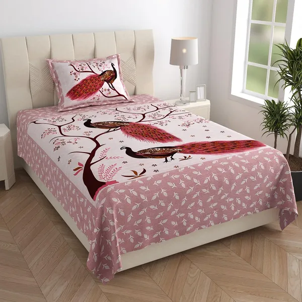 Pink_Soft_Cotton_Printed_Bedsheet_With_Pillow_Covers_For_Single_Size_Bed_(90_X_63_X_15_Inch)
