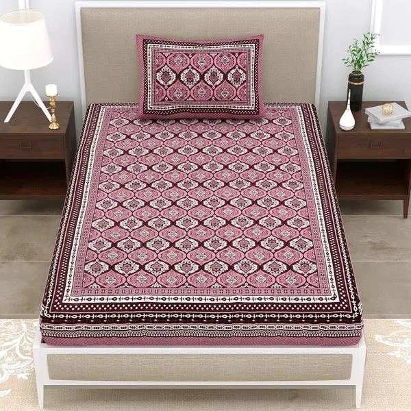 Maroon_Soft_Cotton_Printed_Bedsheet_With_Pillow_Covers_For_Single_Size_Bed_(90_X_63_X_15_Inch)