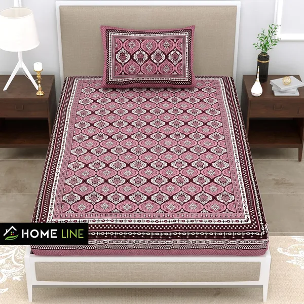 Maroon_Soft_Cotton_Printed_Bedsheet_With_Pillow_Covers_For_Single_Size_Bed_(90_X_63_X_15_Inch)