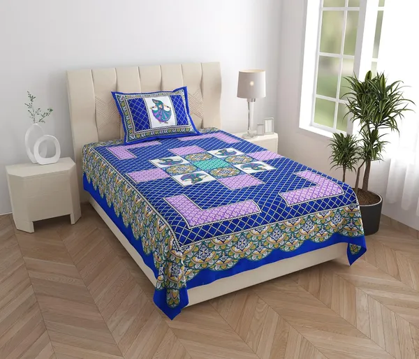 Royal_Blue_Soft_Cotton_Printed_Bedsheet_With_Pillow_Covers_For_Single_Size_Bed_(90_X_63_X_15_Inch)