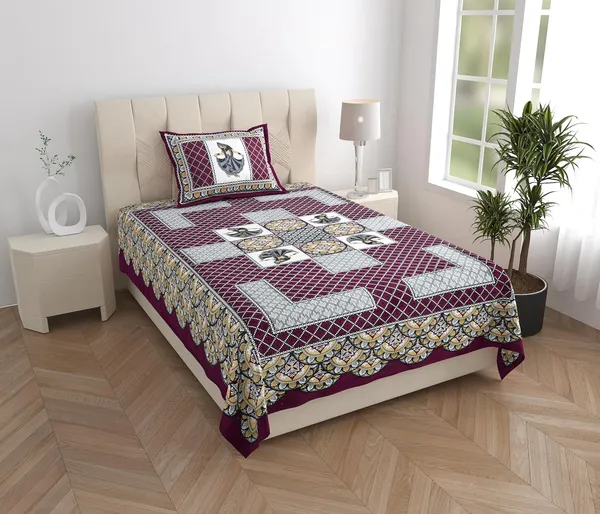 Dark_Purple_Soft_Cotton_Printed_Bedsheet_With_Pillow_Covers_For_Single_Size_Bed_(90_X_63_X_15_Inch)