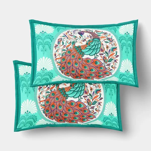 Green_Soft_Cotton_Printed_Bedsheet_With_Pillow_Covers_For_Double_Size_Bed_(100_X_90_X_17_Inch)