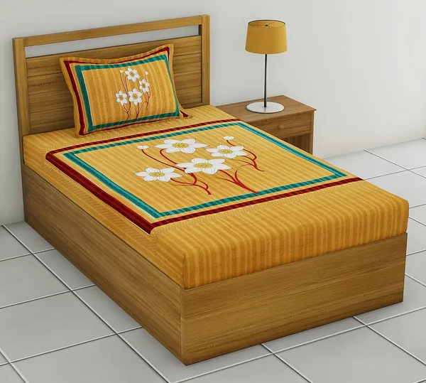 Mustard_Soft_Cotton_Printed_Bedsheet_With_Pillow_Covers_For_Single_Size_Bed_(90_X_63_X_15_Inch)