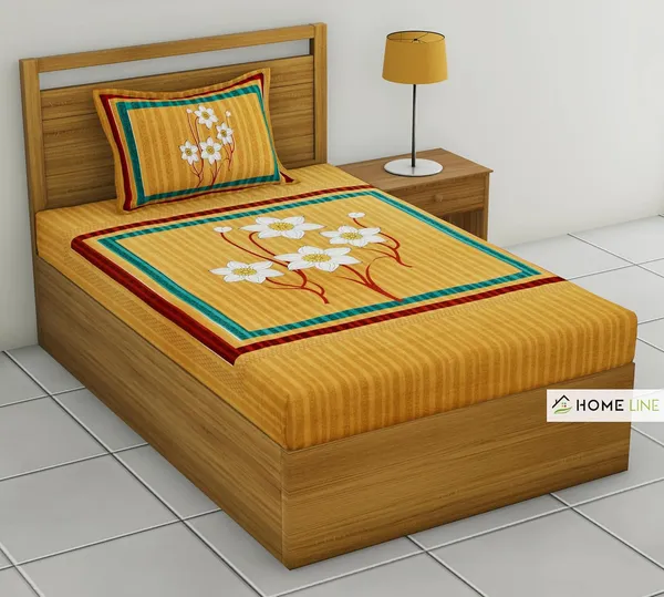 Mustard_Soft_Cotton_Printed_Bedsheet_With_Pillow_Covers_For_Single_Size_Bed_(90_X_63_X_15_Inch)
