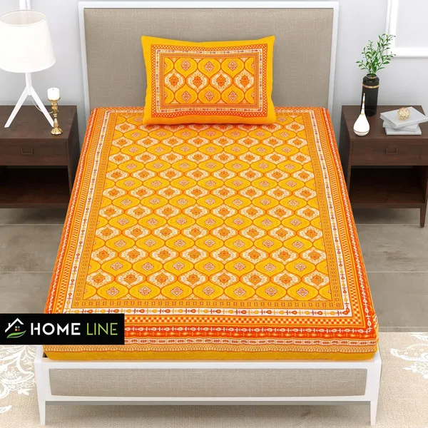 Yellow_Soft_Cotton_Printed_Bedsheet_With_Pillow_Covers_For_Single_Size_Bed_(90_X_63_X_15_Inch)