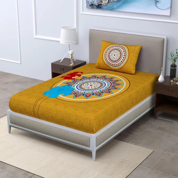 Mustard_Soft_Cotton_Printed_Bedsheet_With_Pillow_Covers_For_Single_Size_Bed_(90_X_63_X_15_Inch)
