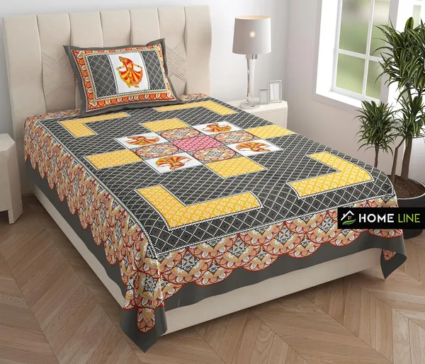 Dark_Grey_Soft_Cotton_Printed_Bedsheet_With_Pillow_Covers_For_Single_Size_Bed_(90_X_63_X_15_Inch)