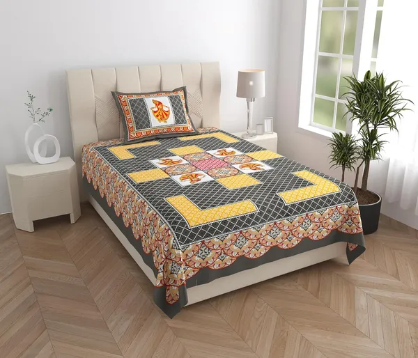 Dark_Grey_Soft_Cotton_Printed_Bedsheet_With_Pillow_Covers_For_Single_Size_Bed_(90_X_63_X_15_Inch)