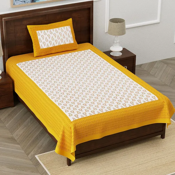 Mustard_Soft_Cotton_Printed_Bedsheet_With_Pillow_Covers_For_Single_Size_Bed_(90_X_63_X_15_Inch)