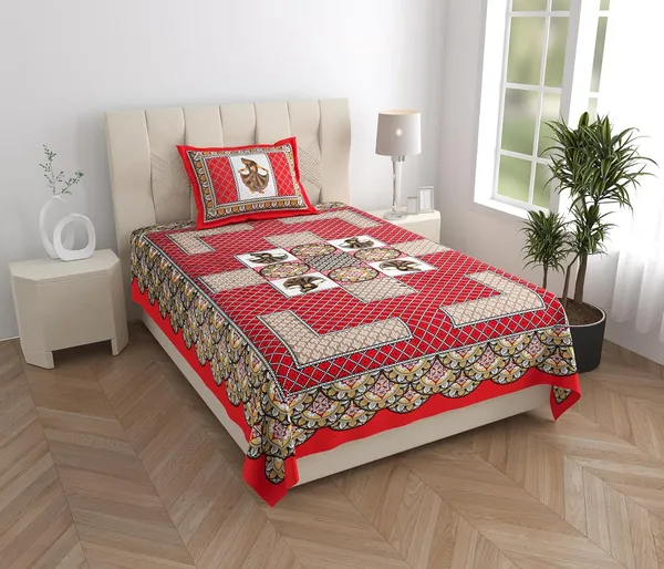 Red_Soft_Cotton_Printed_Bedsheet_With_Pillow_Covers_For_Single_Size_Bed_(90_X_63_X_15_Inch)
