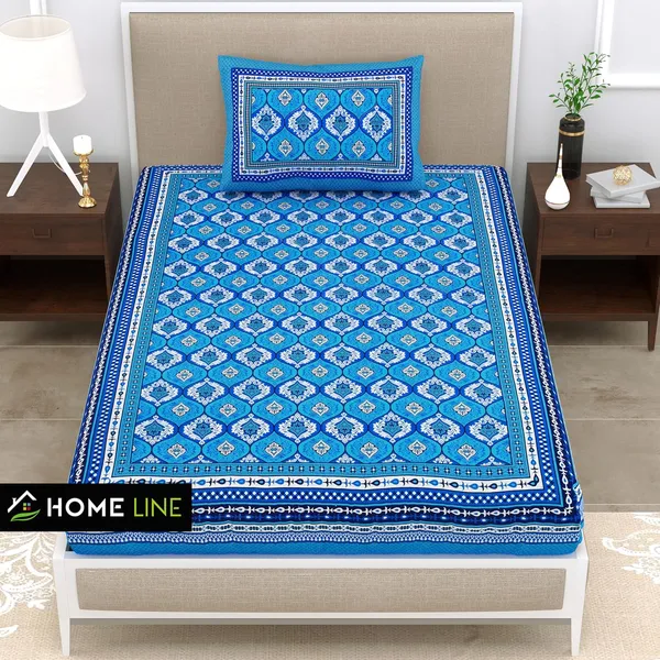 Blue_Soft_Cotton_Printed_Bedsheet_With_Pillow_Covers_For_Single_Size_Bed_(90_X_63_X_15_Inch)
