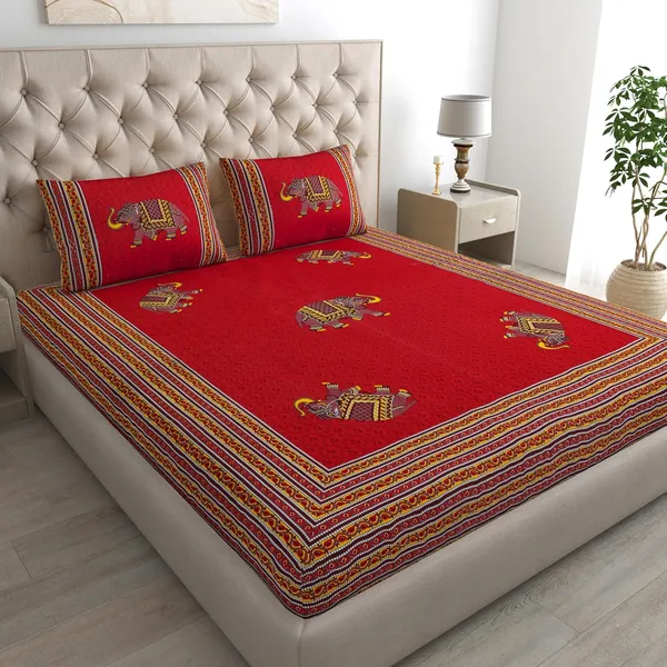 Red_Soft_Cotton_Printed_Bedsheet_With_Pillow_Covers_For_Double_Size_Bed_(100_X_90_X_17_Inch)