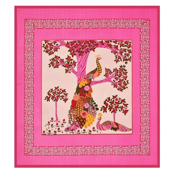 Pink_Soft_Cotton_Printed_Bedsheet_With_Pillow_Covers_For_Double_Size_Bed_(100_X_90_X_17_Inch)