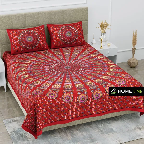 Rust_Red_Soft_Cotton_Printed_Bedsheet_With_Pillow_Covers_For_Double_Size_Bed_(100_X_90_X_17_Inch)