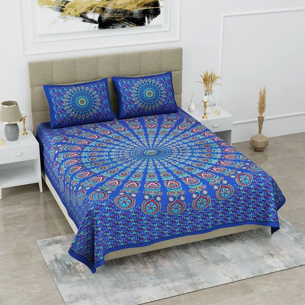 Royal_Blue_Soft_Cotton_Printed_Bedsheet_With_Pillow_Covers_For_Double_Size_Bed_(100_X_90_X_17_Inch)
