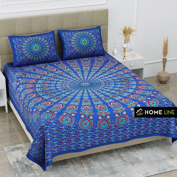 Royal_Blue_Soft_Cotton_Printed_Bedsheet_With_Pillow_Covers_For_Double_Size_Bed_(100_X_90_X_17_Inch)