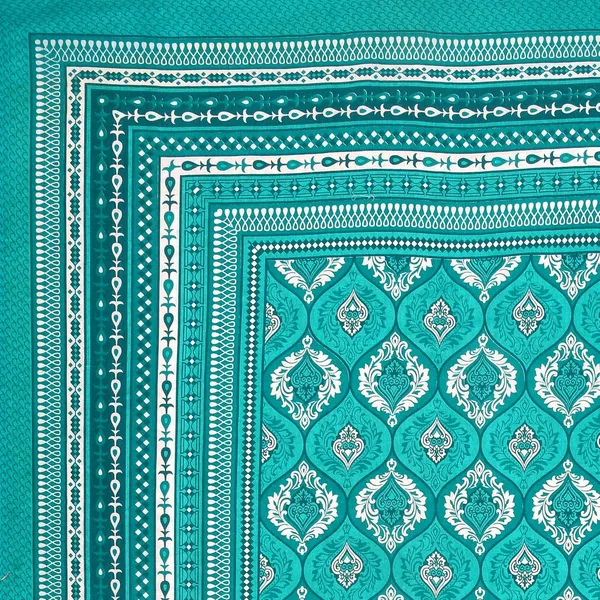 Teal_Green_Soft_Cotton_Printed_Bedsheet_With_Pillow_Covers_For_Double_Size_Bed_(100_X_90_X_17_Inch)