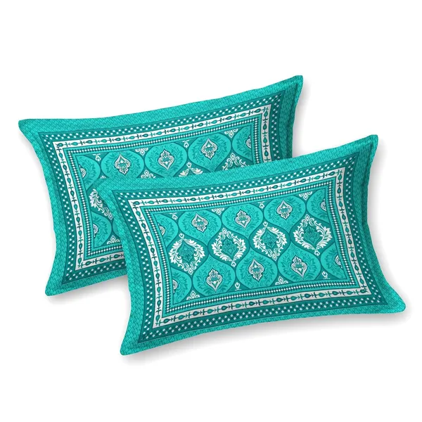 Teal_Green_Soft_Cotton_Printed_Bedsheet_With_Pillow_Covers_For_Double_Size_Bed_(100_X_90_X_17_Inch)