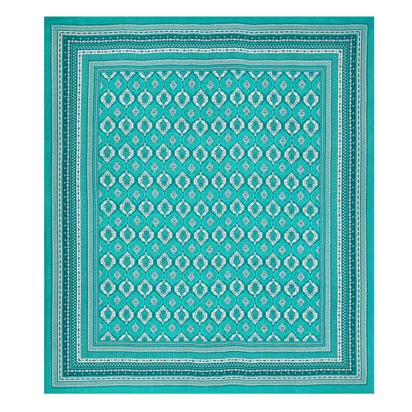Teal_Green_Soft_Cotton_Printed_Bedsheet_With_Pillow_Covers_For_Double_Size_Bed_(100_X_90_X_17_Inch)