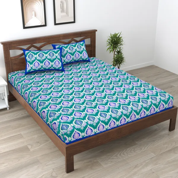 JAMG_Soft_Cotton_Bedsheet_with_Pillow_Covers_for_Double_Size_Bed_|_Printed_Comfortable_Bedding_Set_|_Smooth_Breathable_Fabric_|_Elegant_Home_Furnishing__APPLE_PAN_PATTA_Multi-Color_45