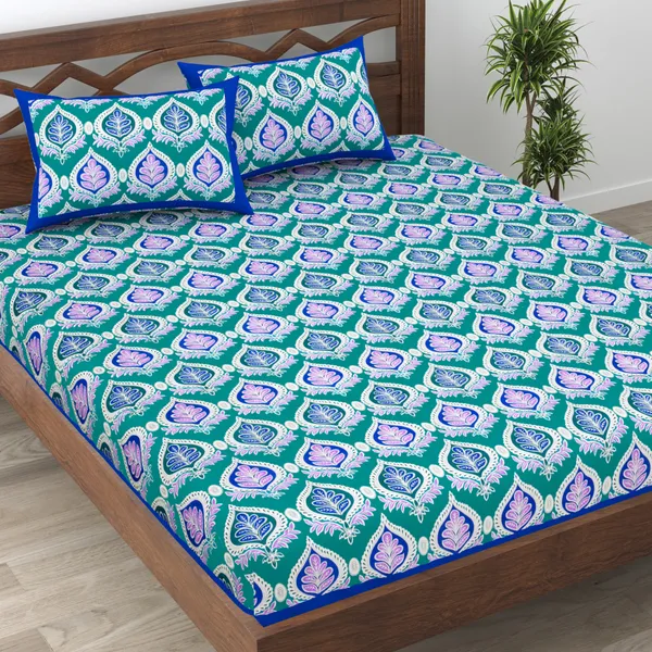 JAMG_Soft_Cotton_Bedsheet_with_Pillow_Covers_for_Double_Size_Bed_|_Printed_Comfortable_Bedding_Set_|_Smooth_Breathable_Fabric_|_Elegant_Home_Furnishing__APPLE_PAN_PATTA_Multi-Color_45