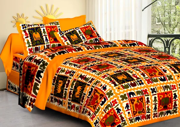 Ethnic_Elephant_Design_Double_Bed_Bedsheet_with_Pillow_Covers