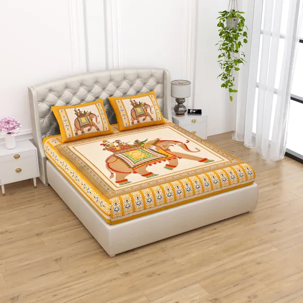 JAMG_Soft_Cotton_Bedsheet_with_Pillow_Covers_for_Double_Size_Bed_|_Printed_Comfortable_Bedding_Set_|_Smooth_Breathable_Fabric_|_Elegant_Home_Furnishing__BADA_HATHI_Multi-Color_45
