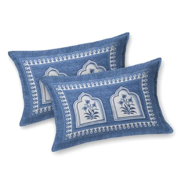 Rajasthani_Arch_Motif_Cotton_Bedsheet_Set_in_Royal_blue