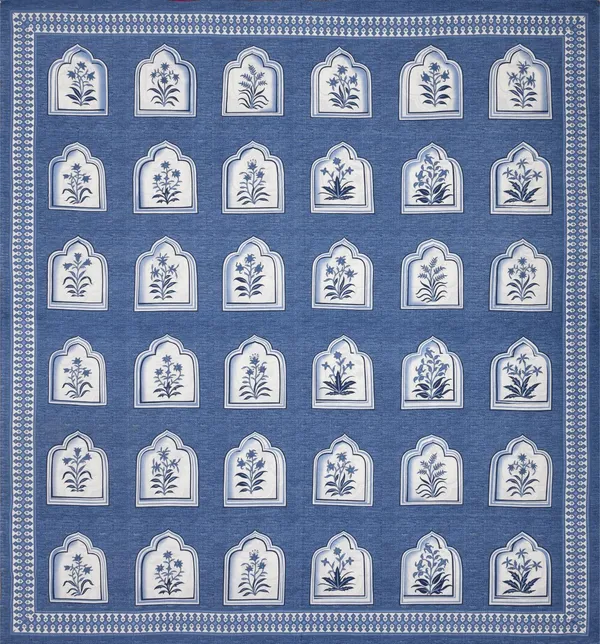 Rajasthani_Arch_Motif_Cotton_Bedsheet_Set_in_Royal_blue