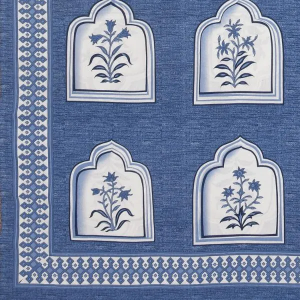 Rajasthani_Arch_Motif_Cotton_Bedsheet_Set_in_Royal_blue