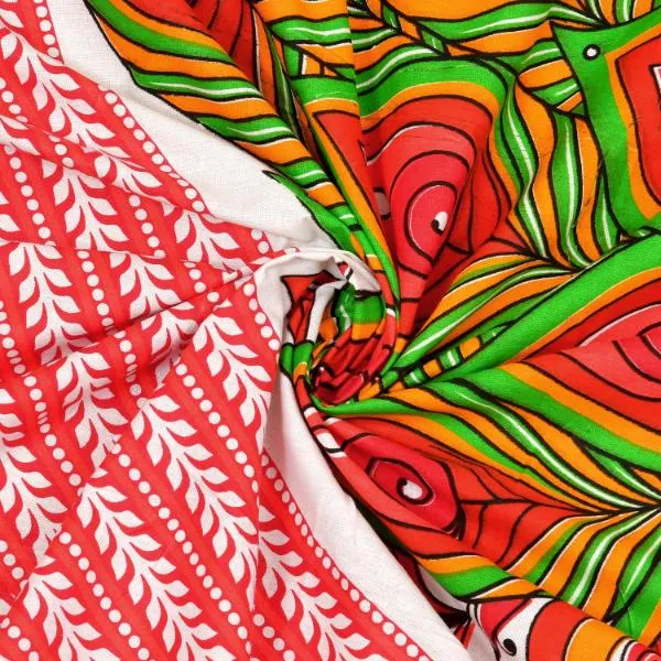Ethnic_Peacock_Motif_Red_Bedsheet_Set_with_Coordinated_Pillow_Covers