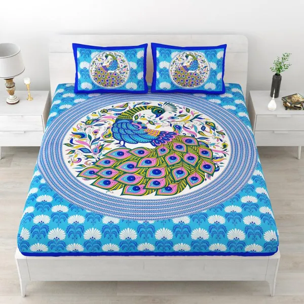 Blue_Peacock_Double_Bedsheet_Set_with_Pillow_Covers