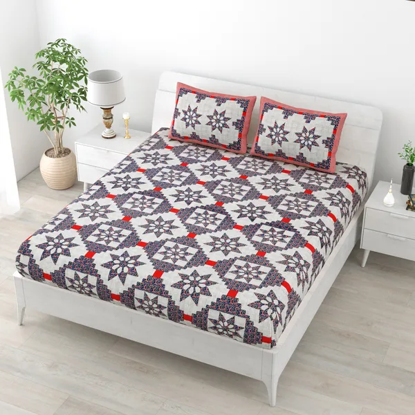 JAMG_Soft_Cotton_Bedsheet_with_Pillow_Covers_for_Double_Size_Bed_|_Printed_Comfortable_Bedding_Set_|_Smooth_Breathable_Fabric_|_Elegant_Home_Furnishing__AZRAK_STAR_Multi-Color_45