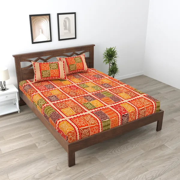 JAMG_Soft_Cotton_Bedsheet_with_Pillow_Covers_for_Double_Size_Bed_|_Printed_Comfortable_Bedding_Set_|_Smooth_Breathable_Fabric_|_Elegant_Home_Furnishing__BADMERI_CHOKDA_Multi-Color_45