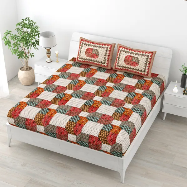 JAMG_Soft_Cotton_Bedsheet_with_Pillow_Covers_for_Double_Size_Bed_|_Printed_Comfortable_Bedding_Set_|_Smooth_Breathable_Fabric_|_Elegant_Home_Furnishing__AZRAK_BINDIYA_Multi-Color_45