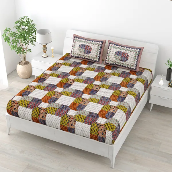 JAMG_Soft_Cotton_Bedsheet_with_Pillow_Covers_for_Double_Size_Bed_|_Printed_Comfortable_Bedding_Set_|_Smooth_Breathable_Fabric_|_Elegant_Home_Furnishing__AZRAK_BINDIYA_Multi-Color_45