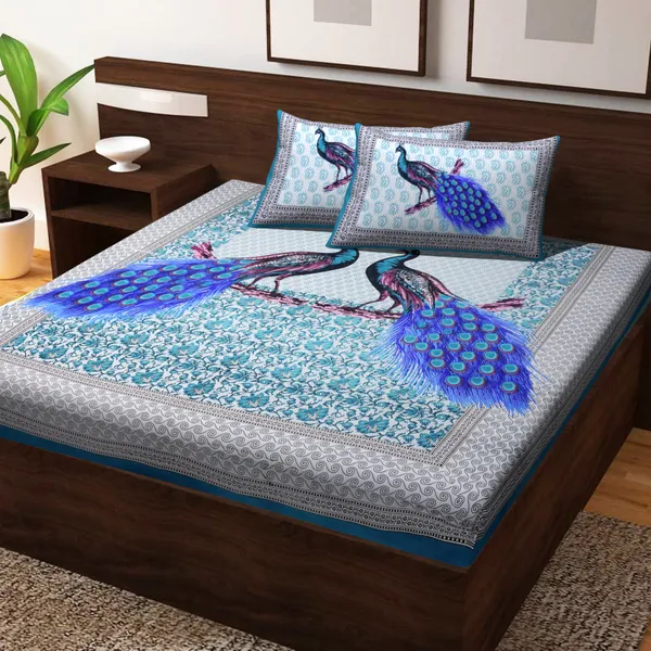 Peacock_Design_Double_Bed_Bedsheet_with_Pillow_Covers