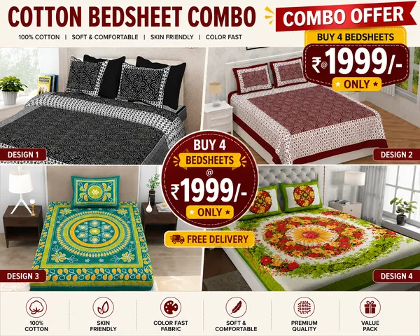 Premium_100%_Cotton_Bedsheet_Combo_Pack_(Set_of_4)_–_Soft,_Skin-Friendly_&_Attractive_Prints_|_₹1,999_Only