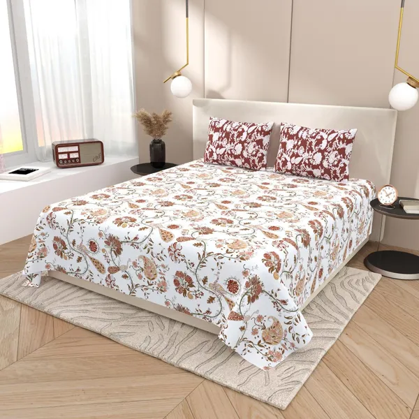 Premium_Cotton_Floral_Print_Bedsheet_with_Pillow_Covers_–_108x108